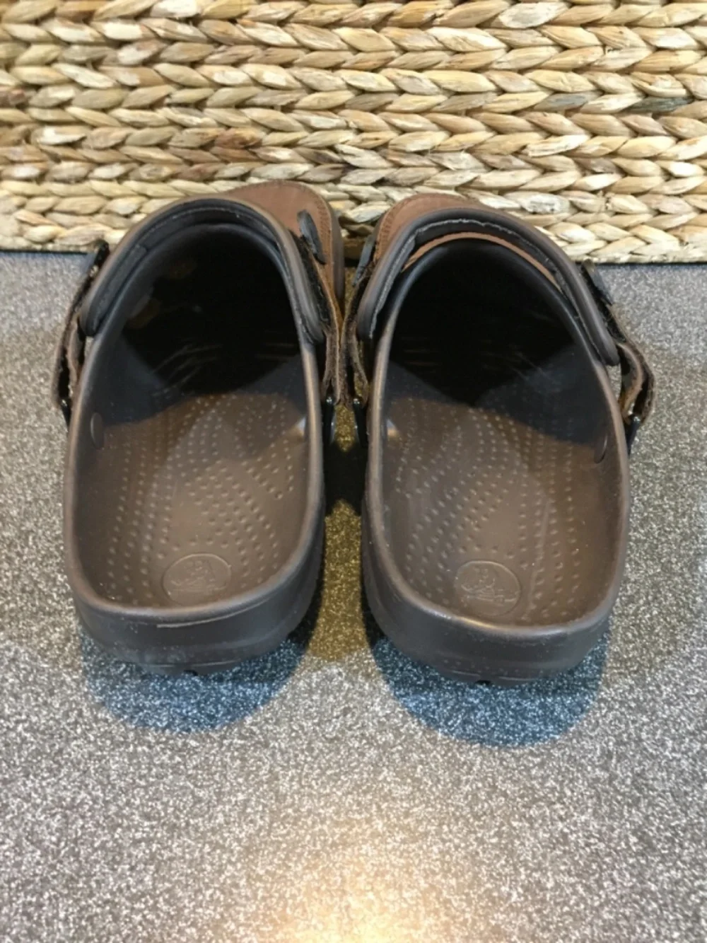 CROCS Brown Suede-Look Slip-On Clogs with Backstrap